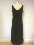 LAURA ASHLEY BLACK SILK SLEEVELESS LONG SPECIAL OCCASION DRESS SIZE 14