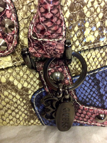 BRAND NEW GUESS LEMON,PINK & BLUE SNAKESKIN PRINT SHOULDER/HANDBAG