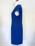 JAEGER ROYAL BLUE CAP SLEEVED SHEATH DRESS SIZE 18