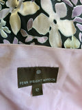 FENN WRIGHT MANSON SILVER,PINK & BROWN SILK BLEND PRINT DRESS & JACKET SIZE 12