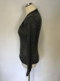 LUISA CERANO DARK GREY MOHAIR BLEND EMBELISHED TRIM V NECK JUMPER SIZE 12