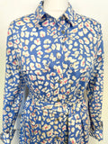 BRAND NEW MINT VELVET ALEX BLUE ANIMAL PRINT SHIRT DRESS SIZE 12