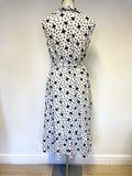 BRAND NEW BODEN WHITE WITH NAVY BLUE PRINT LINEN WRAP DRESS SIZE 12 R