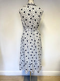 BRAND NEW BODEN WHITE WITH NAVY BLUE PRINT LINEN WRAP DRESS SIZE 12 R