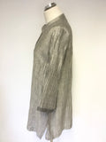 SAHARA SILVER GREY CRINKLE DESIGN 3/4 SLEEVE BUTTON FASTEN TUNIC TOP SIZE M