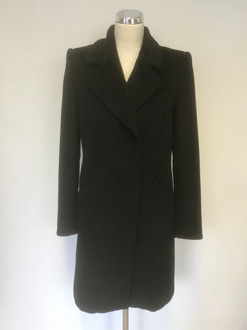 REISS BERLICK BLACK WOOL MID LENGTH PEA COAT SIZE S