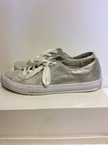 CONVERSE ALL STAR SILVER SPARKLE LEATHER PLIMSOLS SIZE 6/39