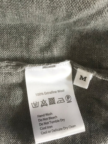 CELTIC & CO LIGHT GREY 100% EXTRA FINE WOOL OVERSIZED POLO NECK JUMPER SIZE M