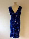 PHASE EIGHT BLUE & WHITE PRINT WRAP ACROSS DRESS SIZE 16