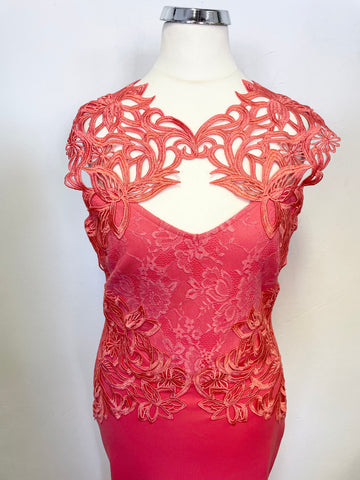 BRAND NEW LIPSY CORAL LACE BODICE LONG SPECIAL OCCASION/ EVENING DRESS SIZE 10
