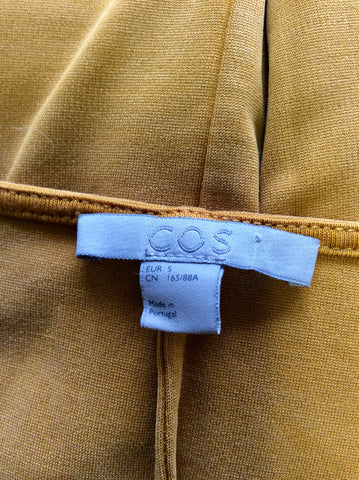 COS MUSTARD SHORT SLEEVE SCOOP NECK TOP SIZE S