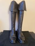 BELSTAFF ANTIQUE BLACK TIGHT TRIALMASTER 55 LEATHER KNEE LENGTH BOOTS SIZE 6/ 39