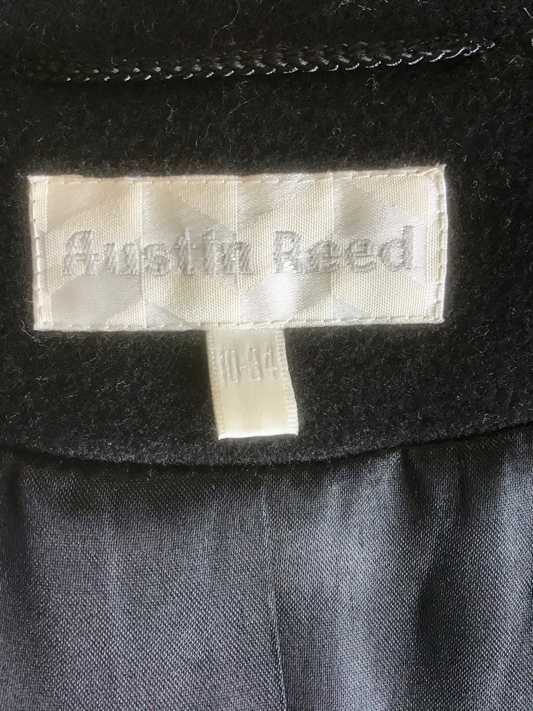 AUSTIN REED BLACK VIRGIN WOOl & CASHMERE BEND FULL LENGTH COAT SIZE 10 ...