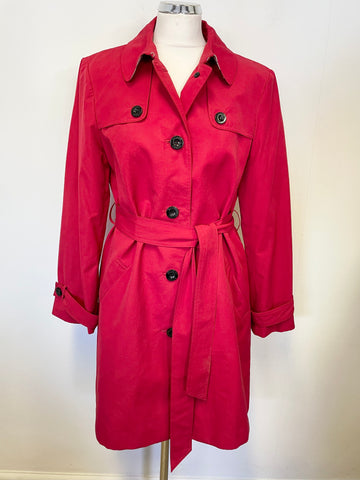 HOBBS RED TIE BELT TRENCH COAT SIZE 12