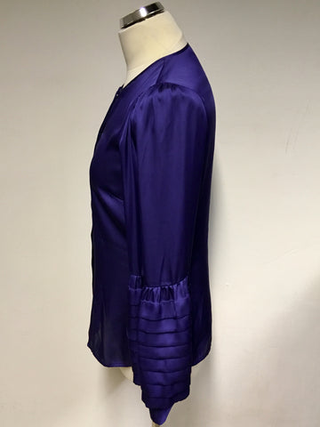 REISS MIDNIGHT BLUE PLEATED SLEEVE BLOUSE SIZE 10