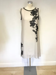 BRAND NEW MINT VELVET NUDE BEIGE & BLACK FLORAL PRINT A LINE DRESS SIZE 12