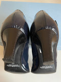 RUSSELL & BROMLEY NAVY BLUE PATENT LEATHER BUCKLE STRAP HEELS SIZE 6/39