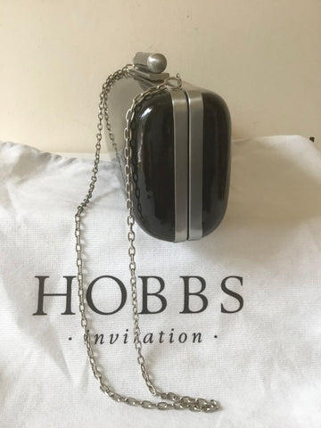 HOBBS INVITATION BLACK HARD CASE CLUTCH/ SHOULDER BAG