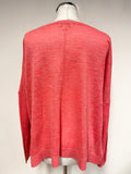 WHISTLES CORAL LINEN BLEND V NECK RELAXED FIT JUMPER SIZE L