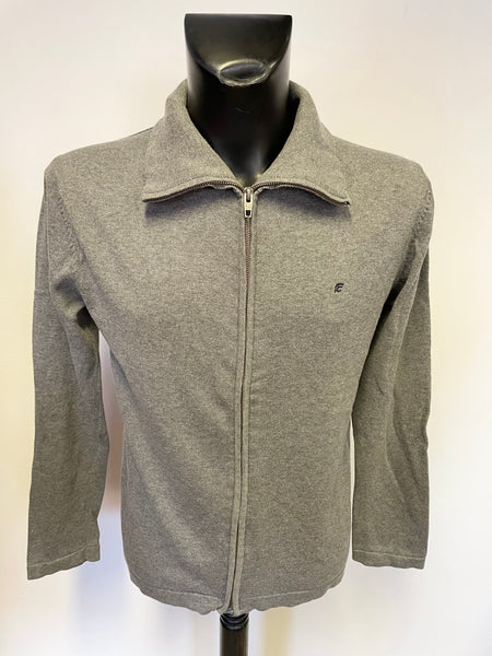 FRENCH CONNECTION GREY COTTON COLLARED ZIP UP CARDIGAN SIZE M