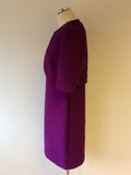 MINUET DEEP MAGENTA RIBBED DRESS & BOLERO JACKET SIZE 14