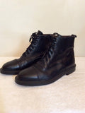 COURIER BLACK LEATHER LACE UP ANKLE BOOTS SIZE 8/42