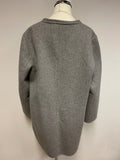 ESPRIT GREY COLLARLESS MID LENGTH WOOL BLEND JACKET SIZE 12