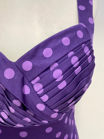 BRAND NEW WITH TAGS HOBBS INVITATION PIPA AMETHYST SPOT SLEEVELESS PENCIL DRESS SIZE 12