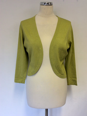 HOBBS LIGHT GREEN SILK BLEND BOLERO CARDIGAN SIZE XL