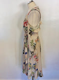 PREEN EDITION CREAM FLORAL PRINT COLD SHOULDER WRAP DRESS SIZE 12