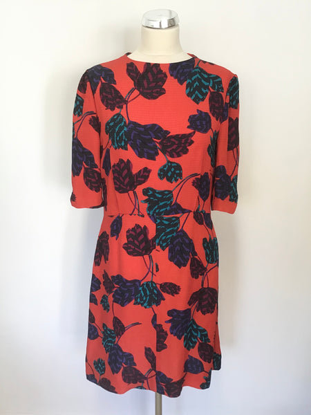 MARC BY MARC JACOBS RED FLORAL PRINT SHORT SLEEVE OCCASION DRESS SIZE 12 UK 16