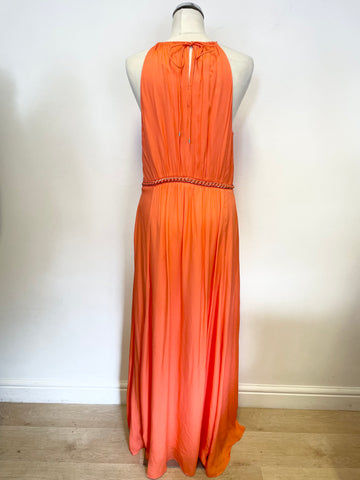 BRAND NEW KAREN MILLEN ORANGE CHAIN TRIM MAXI DRESS SIZE 14