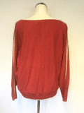 MINT VELVET RED WITH METALLIC STRIPE SLEEVE JUMPER SIZE L