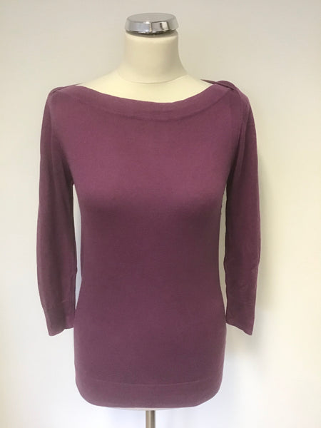 HOBBS ORCHID PINK SILK,COTTON & CASHMERE BLEND 3/4 SLEEVE JUMPER SIZE 12