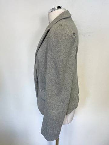 OUI COLLECTION GREY COTTON JERSEY LONG SLEEVE FITTED JACKET SIZE 14