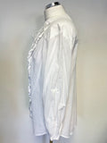 WHISTLES WHITE COTTON FRILL FRONT LONG SLEEVE SHIRT SIZE 12