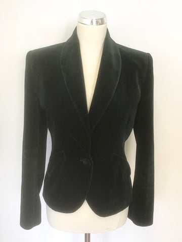 MULBERRY EMERALD GREEN VELVET TAILORED JACKET SIZE 10