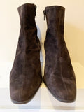 LK BENNETT DARK CHOCOLATE BROWN SUEDE ANKLE BOOTS SIZE 7/40