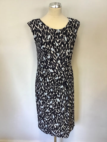 PRÉCIS NAVY BLUE,WHITE & PALE BLUE PRINT STRETCH DRESS SIZE 10