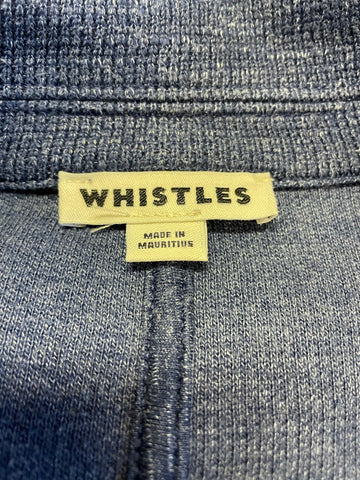 WHISTLES BLUE FITTED COTTON BLEND JACKET SIZE 10