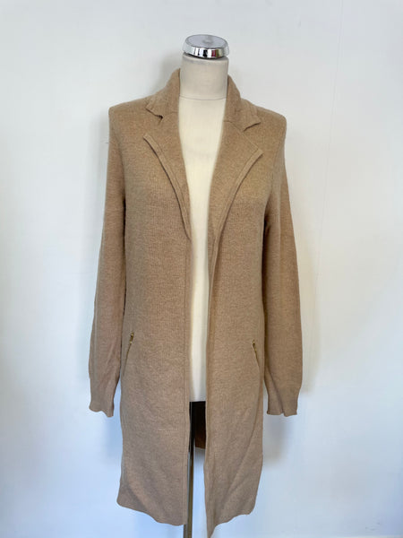 JAEGER CAMEL KNIT LONG CARDIGAN SIZE M