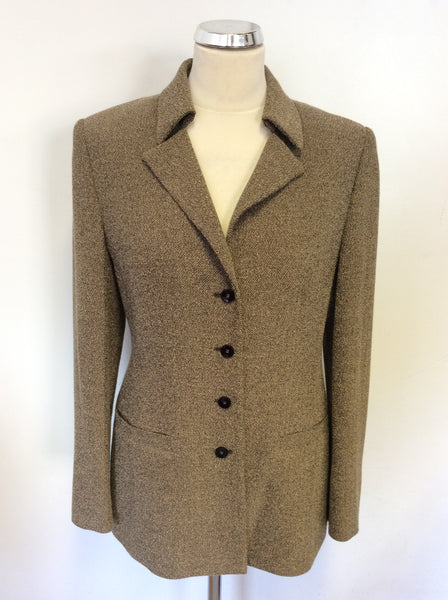 GERRY WEBER BROWN HERRINGBONE TWEED JACKET SIZE 10