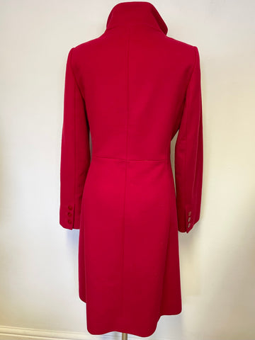 HOBBS RED WOOL & CASHMERE BLEND KNEE LENGTH COAT SIZE 10