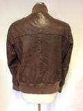 LAKELAND BROWN LEATHER ZIP UP JACKET SIZE 16