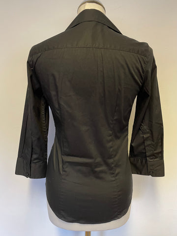 PAUL SMITH BLACK LABEL BLACK RUCHED FRONT 3/4 SLEEVE FITTED SHIRT SIZE 40 UK 8/10