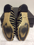 CARVELA BLACK & IVORY ZEBRA PRINT PONYSKIN FLATS SIZE 5/38