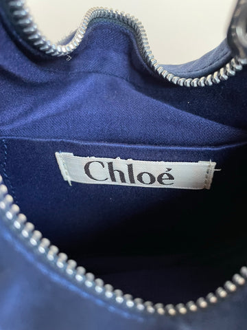 VINTAGE CHLOE 2002 BLUE BEADED CRESCENT SPECIAL OCCASION / EVENING BAG