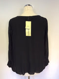 BRAND NEW POMODORO BLACK PLEATED FRONT BLOUSE SIZE 10
