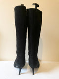 LK BENNETT BLACK SUEDE KNEE LENGTH BOOTS SIZE 5/38