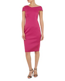 BRAND NEW TED BAKER ASPYN FUCHIA PINK ASYMMETRIC NECKLINE PENCIL DRESS SIZE 5 UK 16